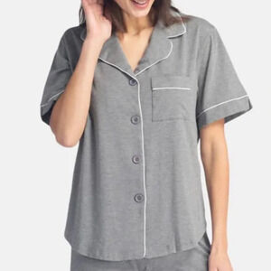 Fishers Finery Jersey Pajama Top Light Gray EcoFabric Bamboo Organic Cotton‎